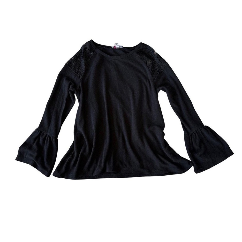 Freshman 1996‎ Black Lace Bell Sleeve Top Womens L Vamp Romantic Goth Blouse